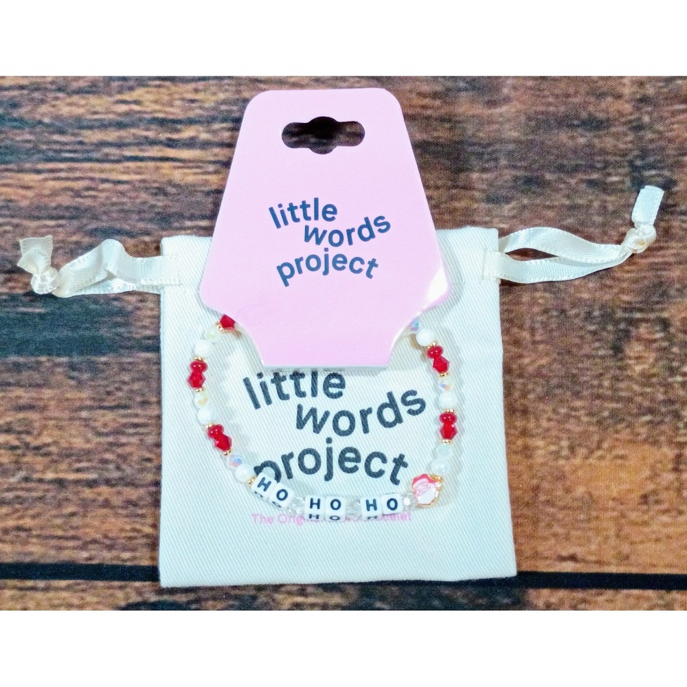 Little Words Project‎ Ho Ho Ho Beaded Bracelet Santa Holiday Christmas Red White